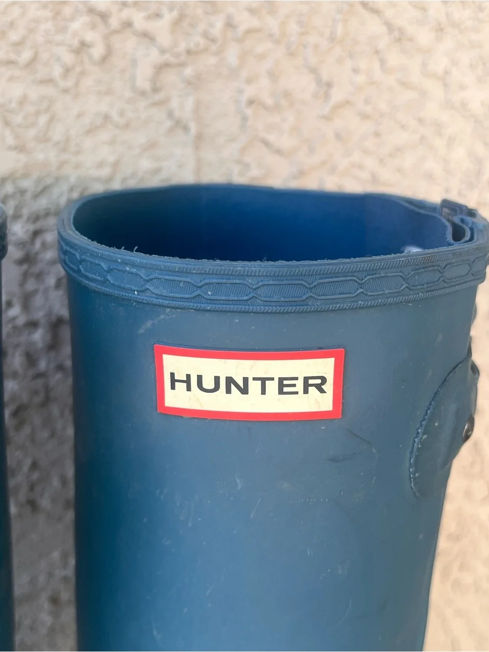 Hunter Original Tall Stripe Rain Boots Two Tone Matte Blue US 9